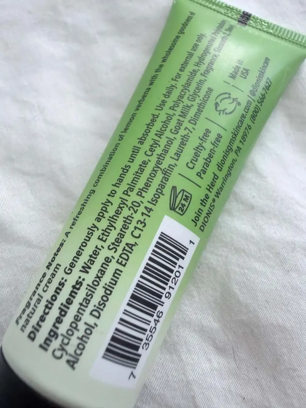 Dionis Verbena & Cream Goat Milk Hand Cream 1 oz